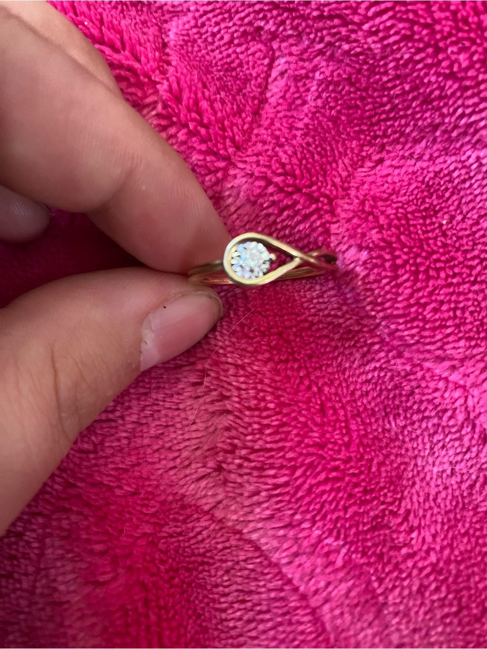 Gold Teardrop Solitaire Ring with Clear Stone - Women Jewelry
